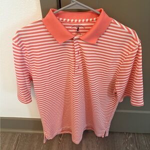 Fairway & Greene Coral and White Striped Polo